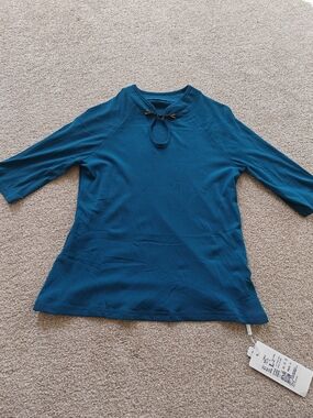Women’s Teal Keyhole Tie Top